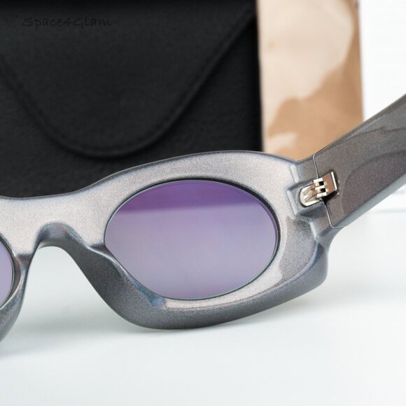 Loewe Women Sunglasses Grey Silver Mirror Rectangle LW40033I 05X NEW AUTHENTIC - Picture 9 of 15